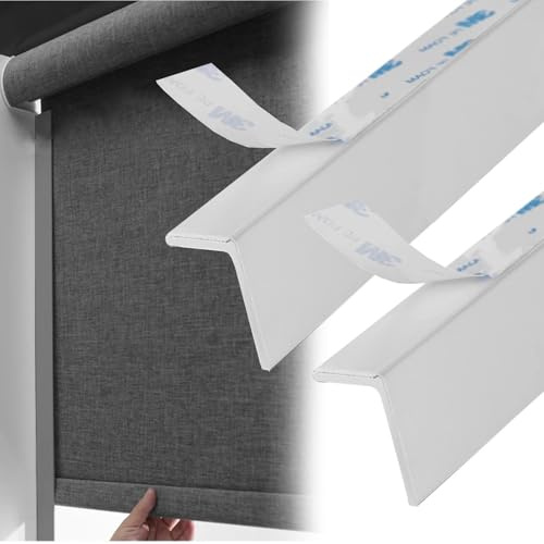 PVC Blinds Light-Blocking Strips Self Adhesive, Light Blocking Strips L-Shaped Blackout Light Blockers Side Tracks, Interior Window Gap Edge Strip Privacy Custom(White,38in/97cm)
