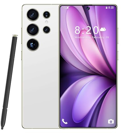 ULUCAN S26 Ultra Smartphone mit integriertem Stift, 16 GB RAM, 1 TB ROM, 7,3-Zoll-HD-Großbildschirm, 1440 x 3040, 72/108 MP Dreifachkamera, 8000 mAh, Snapdragon 8 Gen3 (10 Kerne),White-1TB