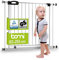BOMI TÜV GS Siegel Schutzgitter XXL Merle | Ohne Bohren | 90° Stop | Schließt automatisch | Türschutzgitter schmal weiß Metall | Treppenschutzgitter Türgitter Klemmgitter | Breite: 63-71 cm