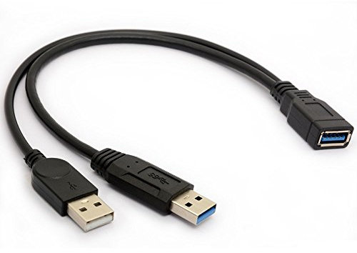 HUHANGGod USB 3.0 Cable Dual Power Cables Y Adapter Type A Lead Male to Female Extension Code 30cm