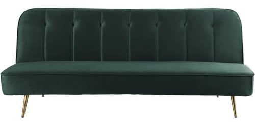 Habitat et Jardin Sofá Cama/Clic clac Terciopelo James - 180 x 83 x 75 cm - 3 plazas - Verde Oscuro