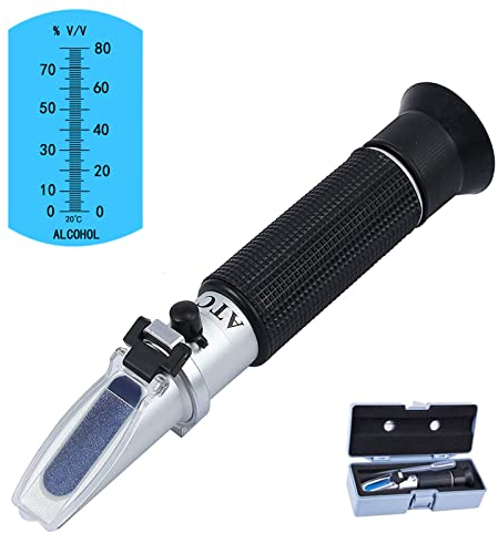 Alkohol-Refraktometer, ATC-Alkohol-Refraktometer mit 0-80% Alkohol-Messbereich für Likör und Spirituosen, wie Whiskey, Brandy, Wodka usw.