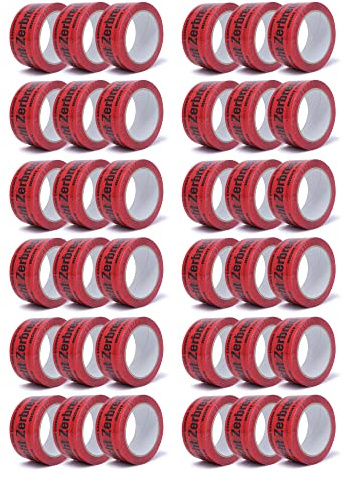 gws Paketband Vorsicht zerbrechlich 36 Rollen Rot PP leise | Verpackungsklebeband Profi-Qualität | Hinweisband deutsch und englisch 50 mm x 66 m