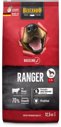BELCANDO Baseline Ranger [12,5 kg] spannmålsfritt torrfoder för hundar | helfoder för vuxna hundar | Lämplig för alla raser