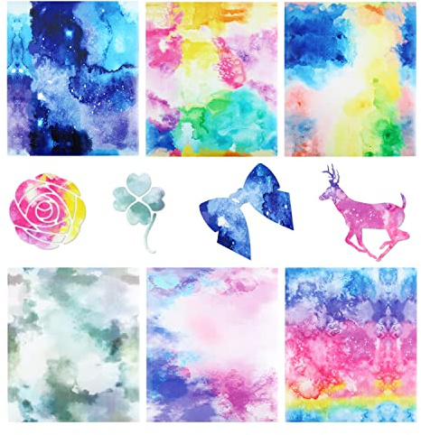 6 Hojas Vinilos Tie Dye Plotter Película para Planchar Textil, Arco Iris Pastel Flex,Transferencia de Calor Colores vinilo textil termoadhesivo Telas para Iron-On Plotting Utilizado en DIY Camiseta