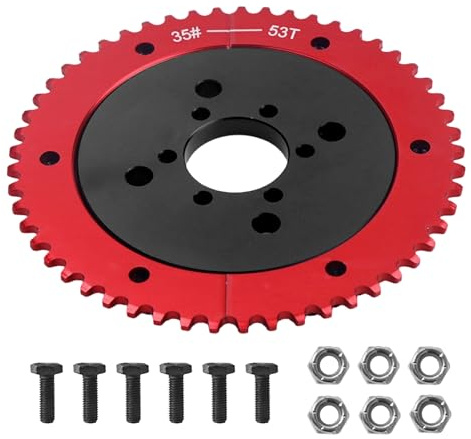 VCUJSUC Universal 35 Chain 53T Split Sprocket with Adapter for Predator 212cc 196cc 79cc Go Kart Mini Bike CT200U-EX CT200U BT200X CT100U MB200 MBX11 Motorcycle Black