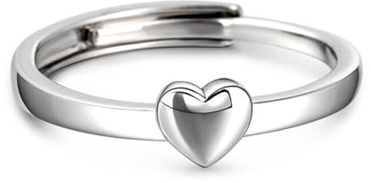 Jeulia Rose Herzförmiges Muster, verstellbar, Sterlingsilber, einzigartiger Zirkonia-Verlobungsring, Ehering für Paare, ihr Braut-Verlobungsschmuck, Geschenk