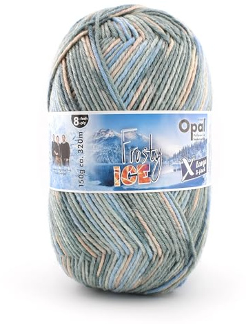 Opal XLarge Frosty Ice 8-fach Pullover-/u. Sockenwolle,150g/320m,75% Schurwolle (superwash)/25% Polyamid, (11355 eiskaltes Wasser)
