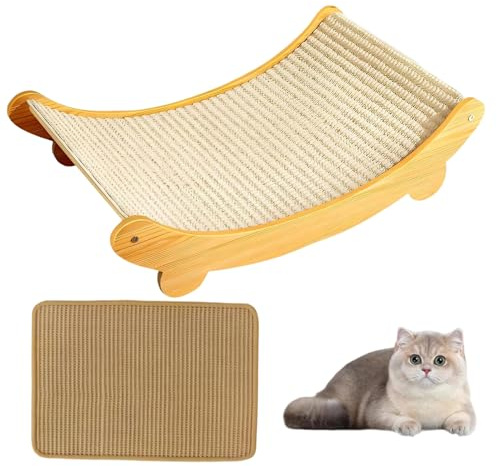 GOVNPJ 2 en 1 Griffoir Chat en Sisal - Grattoir & Lit pour Chats d'Intérieur, Convient aux Petits, Moyens et Grands Chats + Tapis Griffoir