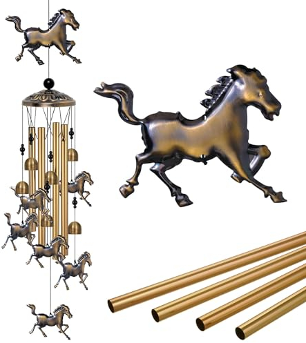 Bronze-Windspiel mit Pferden, mobile Segen-Windglocken, Dekoration, Trauer-Windfänger, Gedenkgeschenke für Mutter, Oma, Frau (Außen/Innen/Zuhause/Zimmer/Veranda/Hof/Gartendekoration)