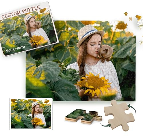 Personalisierte Holzpuzzle mit Eigenem Foto - 300/500/1000/1500 Teile, Fotopuzzle - Benutzerdefiniertes Geschenk mit Box, Hochwertige und Anspruchsvolle Puzzles für Erwachsene