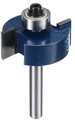 QUARKZMAN Fraise à Rainure en T pour Feuillure, Tige de 15/64 (6 mm), Tige de 1-1/4 (31,7 mm) x 1/2, Fraise à Rainurer en Carbure à 2 Ailes pour Aplatir Dalles à Feuillures pour Bois