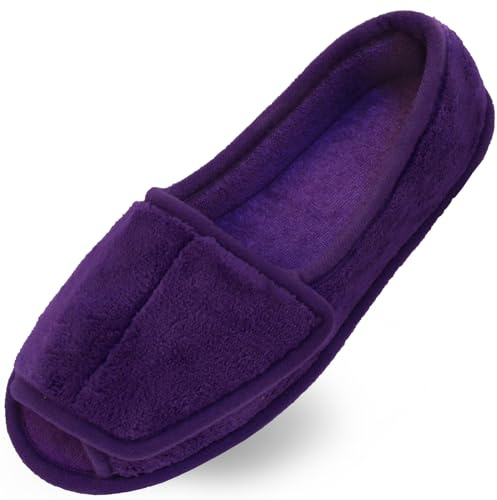 Git-up Diabetiker Hausschuhe für Frauen Memory Foam Arthritis Ödem verstellbare offene Zehen geschwollene Füße Hausschuhe