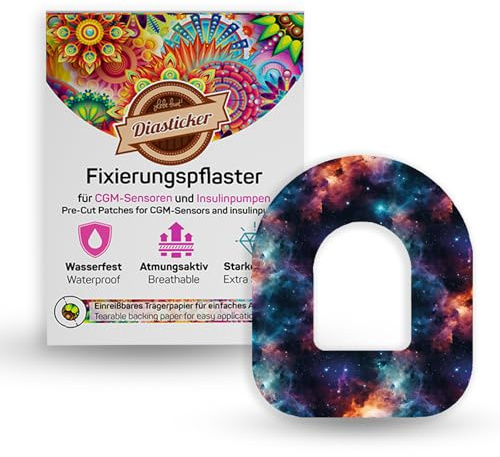 Diasticker® | Pansements pour Omnipod (5 pièces, espace) | Imperméable - Doux pour la peau - Respirant - Forte adhérence | Pansements de fixation adhésifs, Fixation de Pod
