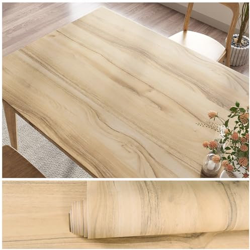 VEELIKE Papier Peint Effet Bois Chêne Vieilli Vintage Papier Adhesif pour Meuble Bois Marron Clair Vinyle Adhesif Cuisine Stickers Porte Placard Chambre Salle de Bain Imperméable 40cm×300cm