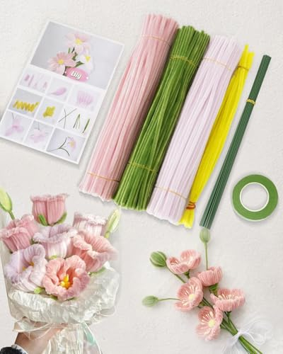 ZephyrCraft 342 Pcs Pipe Cleaner Set, 30cm x 6cm Long Flexible Pipe Cleaners in 4 Colours, Chenille Stems DIY Arts & Crafts Creative Handmade DIY Decorations