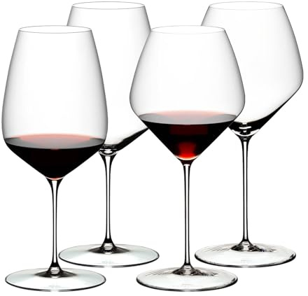 RIEDEL Veloce Rotweingläser-Set 4-teilig | Cabernet/Merlot (829 ml) und Pinot Noir/Nebbiolo (763 ml) | Kristallglas