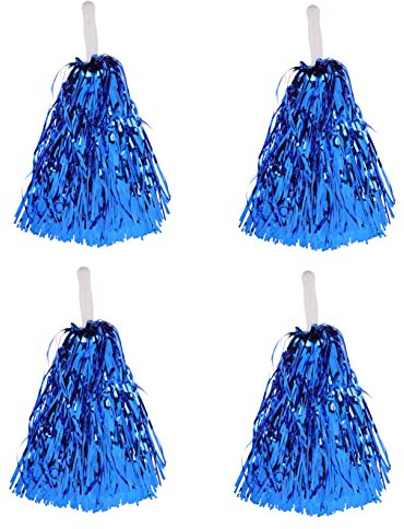 HONMEET 4 Stück Cheerleader Kader Pompons Tanz Pompons Tanz Pompons Folie Cheerleader Pompons Cheer Partygeschenke Cheerleader Schulparty Pomps Aluminiumfoliendraht Blau