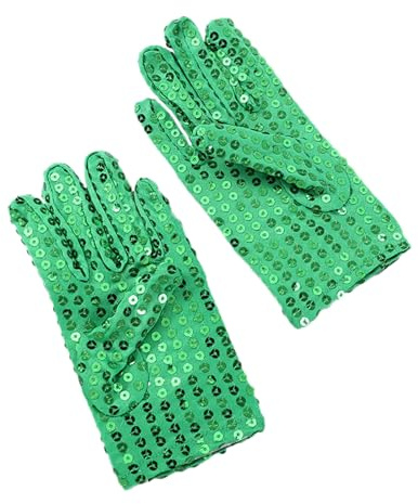 Maxtonser Glänzende Pailletten-Handschuhe für Kinder, leicht, Vollfinger-Handschuhe, singende Handschuhe, Weihnachtsfeier, glänzende Tanzhandschuhe, grün