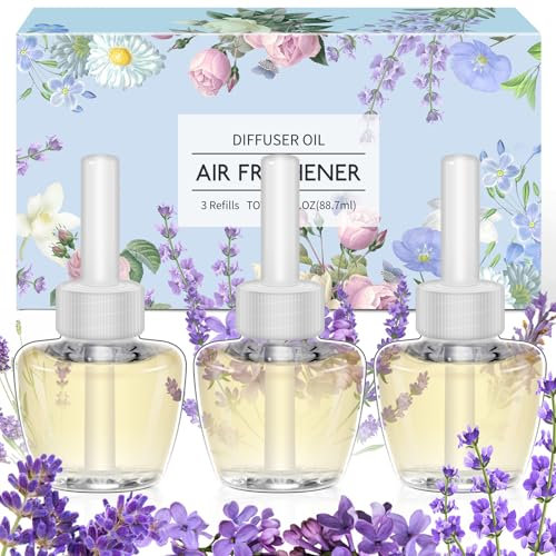 Scent-Hi Duftölflakon Set Kompatibel mit Air Wick/Glade, 3 Stück Lavendel Duftölflakon, 3 x 19ML Duft, Duftölflakon Nachfüller für Duftstecker, Räume, Bäder