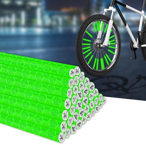 BellaGesundheit Lot de 36 réflecteurs de rayons de vélo - Réflecteurs de vision à 360° - Alternative aux yeux de chat - Réflecteurs de vélo pour roues à rayons communes (vert)