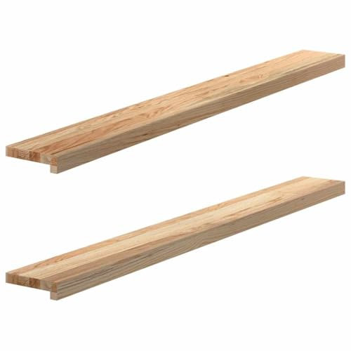 vidaXL Appuis de fenêtre 2 pcs Bois de chêne Massif Non traité, Rebord de fenêtre, Appui de fenêtre en chêne, Appui de fenêtre en Bois