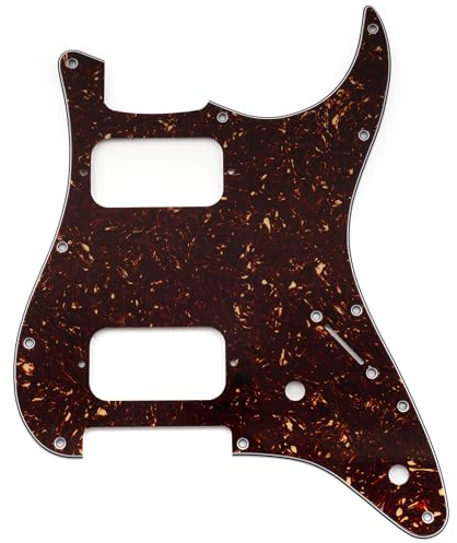 Musiclily Pro 11 Löcher HH ST Schlagbrett Runde Ecke 4-lagig Tortoise Shell | 2 Unbedeckter Humbucker 2 Potis Aussparungen, für Fender Squier Strat Style E-Gitarre