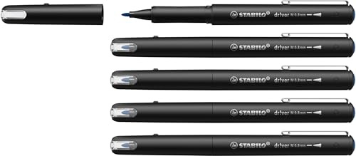 STABILO dr!ver M - filtpenna medium spets - set x 5 filtpennor nylonspets 0,8 mm - blå
