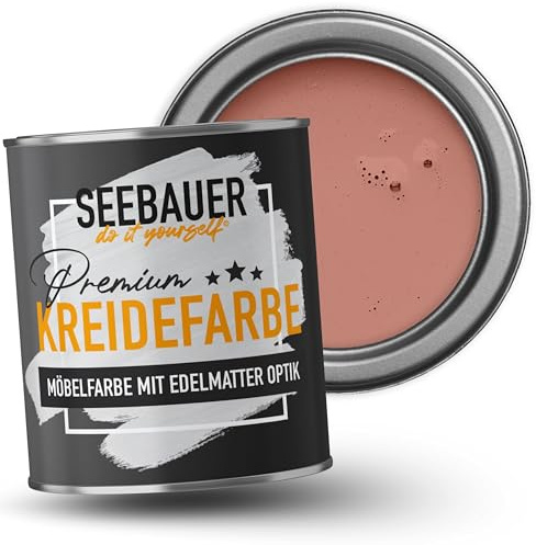 SEEBAUER diy Kreidefarbe für Möbel Rot 750ml für Innen (No. 321 Rose Hip) Möbelfarbe ohne Schleifen - Holzfarbe extra matt - Holzlack, Möbellack hohe Deckkraft