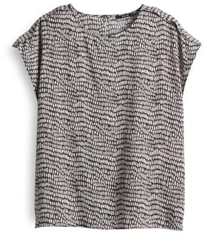 OPUS Damen Kurzarmbluse | Printbluse FERENA Splash aus weich fließender Viskose Midnight Brown, 40