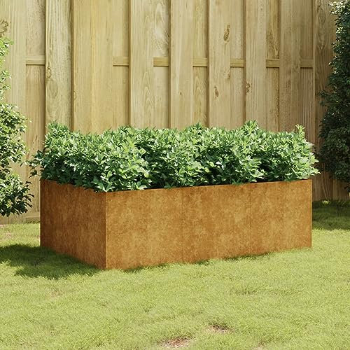 Canditree Lit Surélevé de Jardin en Acier Corten, Carré Potager Métallique Bac à Semis Jardinière pour Légumes Fleurs (120x80x40 cm)