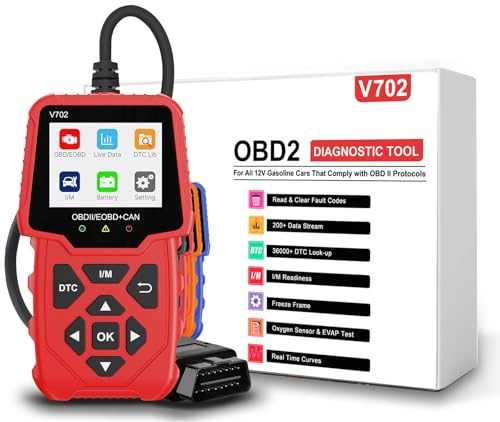 iKiKin Profesional OBD2 Diagnóstico y Motor Escáner con Compatibilidad Universal para Todos los Vehículos OBDII/EOBD Lector de Código Premium con análisis de Datos en Tiempo Real (Rojo)