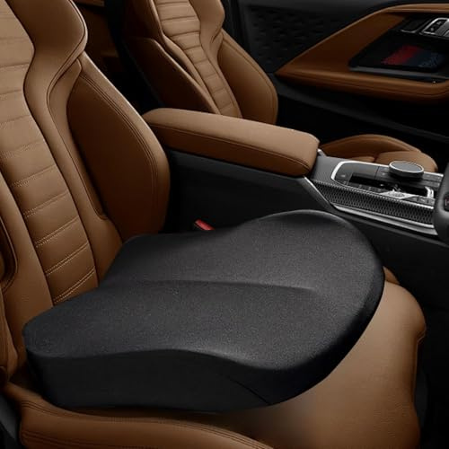 HIKENRI Car Seat Cushion,Memory Foam Adult Car Booster Seat,Car Seat Cushions for Driving,Soft Comfort Car Seat Cushion for Height,For Driver,Office Chair,Home(Black)
