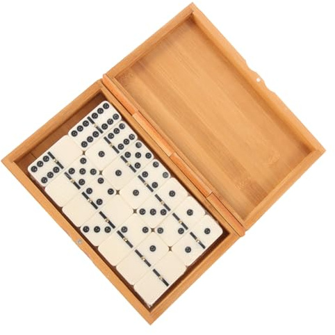 ORFOFE Jeu de Dominos Vintage Bois Coffret Domino Ancien avec Blocs de Construction Jeu de Société Familial Interactif pour Amis et Adultes Cadeau Ludique et Classique pour Soirées