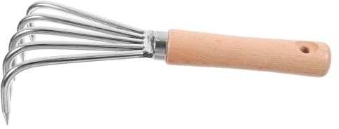 Ipetboom Râteau à Main de Jardinage Acier Inoxydable avec Manche Court Petit Outil Désherbage et Émietteur de Sol Polyvalent pour Amateurs et Professionnels