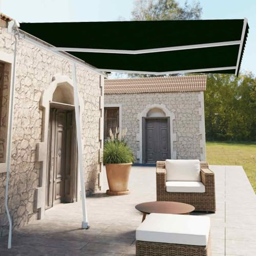 Manual Retractable Standing Awning, 350 x 250 cm, Anthracite, UV & Water Resistant, Aluminium Frame, for Patio and Outdoor Use, Freestanding