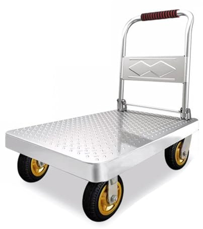 Camion à plateforme pliable robuste – Chariot à plateau roulant pour le transport industriel de chariot manuel, garage et entrepôt, capacité de 90 x 60 cm