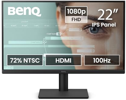 BenQ GW2291 Monitor da 22 pollici 1080p FHD 100Hz IPS Eye-Care Home Office | HDMI, senza sfarfallio, luce blu bassa, lunetta ultra sottile, TUV Eye Comfort, Eye-CareU