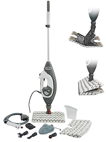 Shark Floor & Handheld Steam Cleaner, Scopa a Vapore e Vaporetto a Mano, 2 in 1, per Tutti i Pavimenti Duri, con 5 Accessori, 2 Impostazioni, Grigio/Bianco, S6005EU