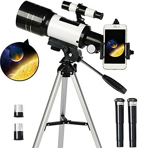 TUOKE Telescopio per astronomia adulti bambini principianti, telescopio rifrattore astronomico 150X, telescopio 300 x 70 mm con adattatore treppiede per smartphone