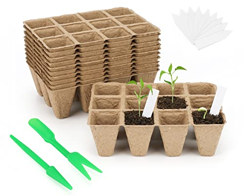 KINGLAKE 120 Pièces Pot semis, Pot de Culture, Godets pour semis de graines, avec 100X étiquettes pour Plantes Plastique et Une Paire d'outils de Migration