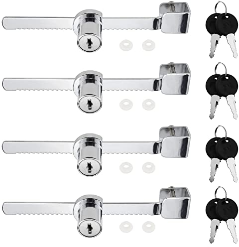 Graplan Cerradura de seguridad para gabinete de 4 piezas,cerraduras de visualización de ventana cerraduras de puerta de gabinete,para gabinete de puerta de vidrio cajón caja de correo