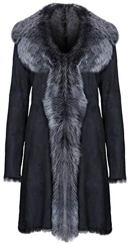 Damen Echt Toscana Schaffell Leder Wildleder Jacke Trenchcoat