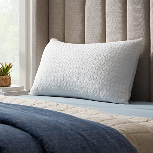 LUCID 80 x 80 cm Kopfkissen mit Hybridfüllung aus zerkleinertem Memory Foam und Microfaser – herausnehmbare, anpassbarer Füllung – waschbarer Bezug – für Seiten, Rücken, und Bauchschläfer