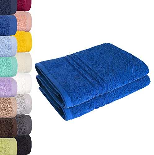 Lavea Saunatuch Saunahandtuch 80x200cm - 2er Set, Royalblau, 500gr/m², 100% Baumwolle