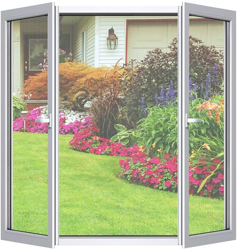 Cinkee Zanzariera Finestra Regolabile Fai da Te, Zanzariera Trasparente con Nastro Adesivo, Installazione Senza Forare per Porte di Balconi e Giardini – Bianca, 210x250 cm, 2 Pezzi