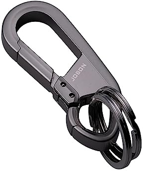 Lahviuu Llavero Mosqueton, Llaveros Originales de Aleación de Zin para Moto y Coche, Multiusos Llavero Original con 2 Pequeño Argollas, Key Holder Para Hombr y Mujer, Negro