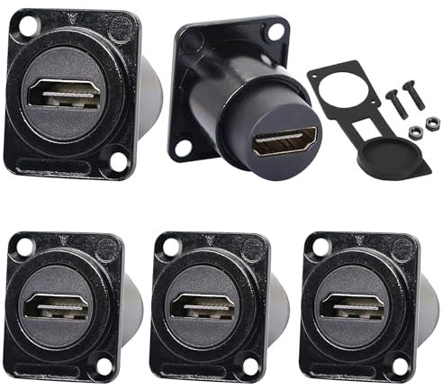 PENGLIN 5PCS HDMI Panel Mount Adapter 4K@60Hz,HDMI 2.0 Panel Threaded Fixed Mount Coupler Female to Female for TV Monitor Projector