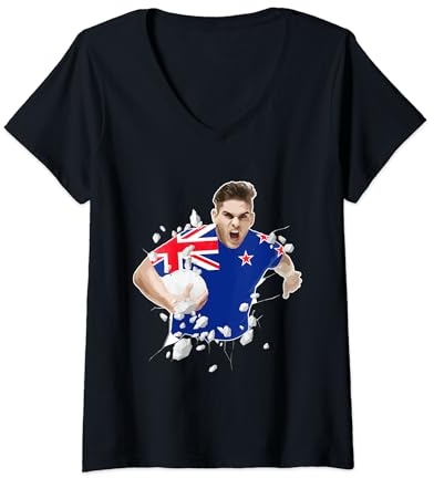 Neuseeland Rugby Union Trikot 2019 Fans Kit Kiwi Fans T-Shirt mit V-Ausschnitt