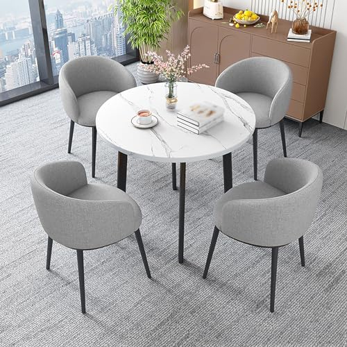 Runder Esstisch Mit 4 Stühlen Set,Tisch Und Stühle Set,Küche Esstisch Und Stühle,Konferenztisch Rund,Besprechungstisch Mit Stühlen,Verhandlungstisch,Esstisch Set Für Küche Esszimmer Büro 80cm ( Color